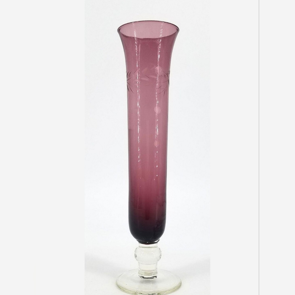 Amethyst Etched Bud Vase